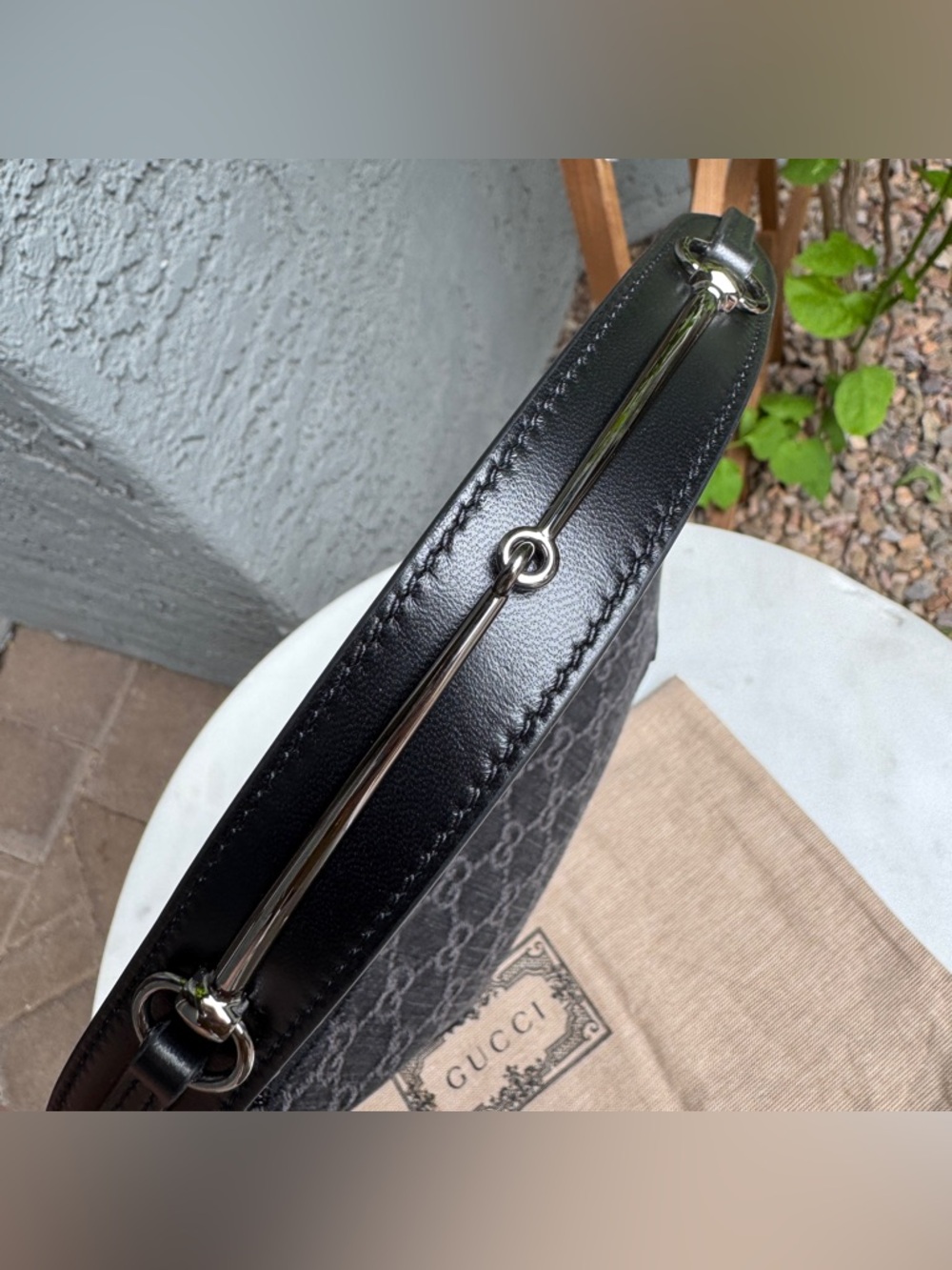 Gucci Horsebit Monogram Denim Slim Shoulder Bag - Picture 7 of 15